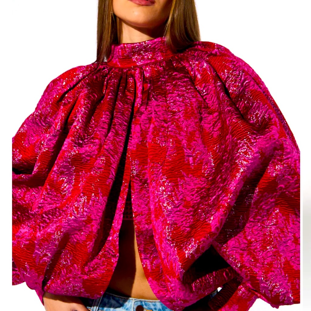 FRANCESCA PUFF SLEEVE MOCK NECK TOP